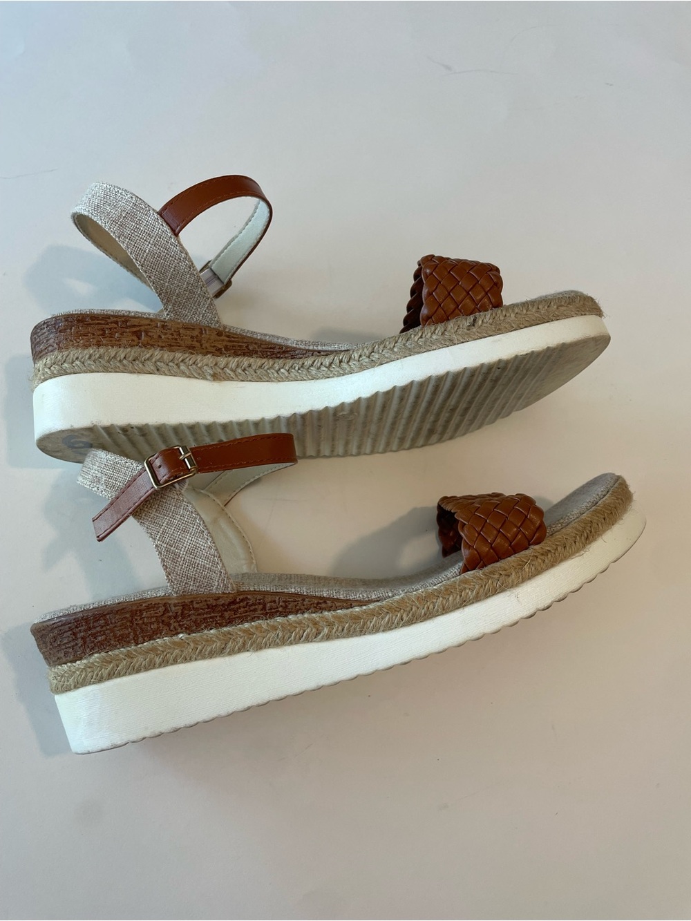 Women’s Brown Woven Strap Wedge Sandals - Picture 4 of 6